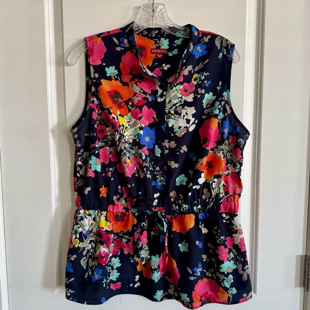 Multicolor Floral Sleeveless Peplum Blouse